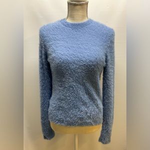 Free Press Faux Fur Fluffy Pullover Sz XXS Blue